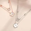 Pendants JIALY Double Clover S Sterling Sier Necklace Rose Color Pendant Clavicle Chain for Women Birthday Gift Jewelry