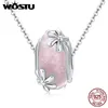 Loose Gemstones WOSTU 925 Sterling Silver Transparent Pink Glass Butterfly Charm Insect Flower Murano Beads Bracelet & Bangle Jewelry Gift