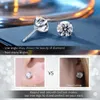 Unique 3 Prong Low Angle Setting Vvs Moissanite Diamond Stud Earrings Nonallergic 925 Sterling Silver Ear Rings for Men Women