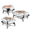 Conjuntos de louça 304 El Suprimentos Rodada Hidráulica Luxo Chafing Pratos Buffet Fogão Gold Warmer 9l Cheffing Prato para Catering