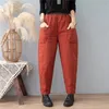 Calças femininas s inverno baggy para baixo algodão harem quente tornozelo fofo casual pantalones grosso elástico cintura alta mulheres oversize calças 231206