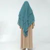Этническая одежда Турция Дубай 3-слойный шифоновый шарф Длинный химар Женский мусульманский молитвенный хиджаб Ид Рамадан Исламская паранджа Арабский головной убор Абая