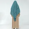 Roupas étnicas Turquia Dubai 3 Camada Chiffon Lenço Longo Khimar Mulheres Oração Muçulmana Hijab Eid Ramadan Islâmico Burqa Árabe Abayas Headdress