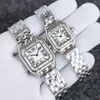 Wysokiej klasy seria gepardowa inkrustowani diamentowy kwarc zegarek para zegarek mężczyzn i kobiety zegarek damskie Diamond Sapphire Crystal Square Watch Sapphire Waterproof Waterproof Designer