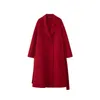Manteau en cachemire réversible pour femme, peignoir long à lacets, veste en laine de haute qualité, automne et hiver