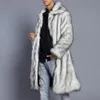 Jaquetas masculinas Outono Mens Faux Fur Casaco Quadrado Collar Jaqueta Inverno Grosso Quente Windbreaker Casacos Longos Overwear Manga Outwear Tops 231207