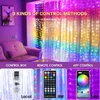 Julekorationer RGB SMART LED String Lights Jul Decoration App Remote USB Garland Curtain Fairy Lamp Wedding Holiday Bedroom Outdoor 231207