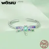 Pierścień Solitaire Wostu 925 Sterling Silver Spring Biżuteria Dragonfly Multi Color Cz Otwarte Pierścienie Kobiety Enamel Pierścień Butterfly Pierścień urodzinowy Prezent YQ231207