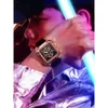 Nouveau Tiktok Net rouge même carré grand cadran évider homme étudiant mode Tritium gaz avancé montre d'affaires