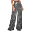 Women's Pants Glitter Sequin Stage Dance Sparkly Women Wide Leg Trousers Fashion Elegant Casual Simple Shiny Night Out Clubwear