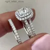 Solitaire Ring Luxury AAAAA Zircon Finger Ring sets 925 Sterling Silver Party Wedding band Rings for Women Bridal Promise Engagement Jewelry YQ231207