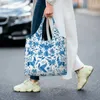 Shopping Bags Mexican Otomi Birds Pattern Groceries Tote Bag Women Floral Textile Art Canvas Shopper Shoulder Capacity Handbags