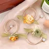 Lazos para el cabello de flores elegantes para mujer, colgante de perlas, gomas elásticas Retro, banda para el cabello de goma, soporte para cola de caballo de verano, cuerda para el cabello