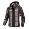 Männer Jacken 2023 Herbst Winddicht Plaid Varsity Männer Casual Outdoor Mit Kapuze Bomber Jacke Mode Koreanische Lose Straße Männlichen Mantel 231207