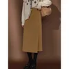 Skirts Wearing A Solid Color Sheep Wool Double-sided Woolen Half Skirt With Front And Back Women's Winter Style Wrapped Hip