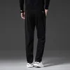Calças masculinas outono inverno veludo casual cintura elástica negócio solto em linha reta cáqui preto grosso calças masculinas roupas de marca 231206