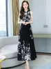 Casual Dresses 2023 Black Elegant Bodycon Party Women Floral Chiffon Sexig Maxi Dress White Summer Fashion Boho Vintage Long Prom