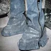 Botas de vaquero con tacón inclinado a la moda, botas de mujer con punta estrecha y diamantes de imitación de estrella completa, botas de tacón inclinado con hebilla de cinturón larga de gran tamaño 122123