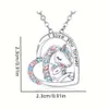 Decor Colorful Rhinestone Unicorn Pattern Heart Shape Pendant Necklace Birthday Holiday Gift