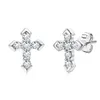 Boucles d'oreilles en argent Sterling 925 Moissanite, croix classique pour femmes et hommes, vente en gros de haute qualité