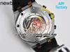 Mężczyźni Audemar Pigue Watch APF Factory 42mm 2647 A3126 Chronograph Mens Rose Gold Brushed Bezel Blue Tekstrutowa skóra skórzana Edycja Eternity Watches Pasek