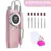 Nail Art Equipment 45000RPM Nail Drill Manicure Machine Rechargeable Electric Nail Sander With Pause Mode Nails Lathe Gel Cutting Remove Tool 231207