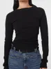 Th~row 2023 Herfst/Winter Dun en Dik Matig Elastisch Katoenen Onderhemd Slim Fit Basic Top T-shirt met Lange Mouwen voor Vrouwen