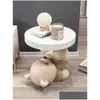 Living Room Furniture Home Decor Vigorous Bear Statue Side Table Nordic Animal Coffee Sofa Corner Bedside Cupboard 230729 Drop Deliver Dh6If