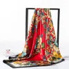 Stage Wear Fashion Lady Silk Scarf Gift Autumn And Winter Warm Satin Imitation Printed Shawl Wholesale