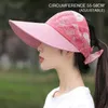 Visors Summer Sun Hat Flower Visor Caps Female Scalable Brim Empty Top Baseball Cap UV Protection Beach Outdoor Folding Hats Women