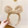 Headbands New Fashion Headband For Women Warm Plush Big Lovely Rabbit Ears Hairband Winter Casual Headwear Hair Accessories Drop Deliv Dh3C8