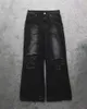 Jeans pour hommes Y2K Street Hip Hop Goth Ripped Rétro Mode Punk Lâche Harajuku Bouton Taille Haute Pantalon à Jambes Larges Femmes