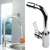 Robinets d'évier de salle de bains, mitigeur froid chromé, robinet Durable, lavabo pivotant en argent poli, corps en alliage de Zinc de marque