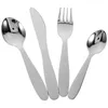 Servis uppsättningar bordsartiklar rostfritt stål gafflar metall barn kit bärbar plattvaror bestick baby western silverware