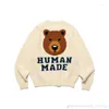 Men's Sweaters Winter Bear Print Apricot Sweater Men Women Anime Jacquard Knit Mens Clothes S s