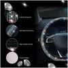 Couvre-volant ERS Car Crystal Diamond ER Bling Strass Fit 37 38cm Suv Drop Livraison Automobiles Motos Accessoires intérieurs Otbew