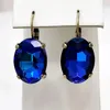 Dangle Brincos Azul Escuro Cristal Francês Clipe Para Mulheres Declaração Haute Luxo Fone de Ouvido Casamento Banquete Estilo Cerimônia de Formatura 2023