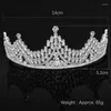 Hårklipp Yysuniee Luxury Bridal Crown Tiara Stylish Chic Oval Cubic Zirconia Silver Plated Brass Metal Headpiece For Wedding Pageant