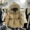 Women S Down Parkas 2024 Winter Jackets Ultra Light Warm Coat Female Jacket Woman with A Belt Hooded Parka Big Fur Collar Overcoat 231207