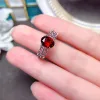 1ct 6mmx8mm VVS Grade Natural Garnet Pierścień Pierścień Pierścień 925 Srebrna biżuteria granatowa 18K złota Alergia za darmo