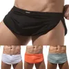 Cuecas homens casa calcinha casual shorts com bolsa de pênis tanga troncos elásticos roupa interior sexy recorte corte lado aberto hip boxer escroto