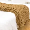 담요 청키 니트 담요 원사 퍼지 chenile 라인 팔 니트 쿠션 침대 소파 홈 장식을위한 두꺼운 부피가 큰 DIY