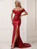 2024女性ファッションドレス滑走路ドレス女性の宴会のための新しいスタイルのセレブドレスセクシーなワンショルダースパンコールイブニングドレス