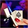 Lighters Creative Jet Torch Green Flame Poker Metal Metal WindProof Card