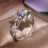 Anel Solitário HOYON Brilhante 1.5 moissanite Diamante 14K Ouro Branco Anel de Casamento Feminino Jóias Anel de Noivado de Luxo Presente com Caixa YQ231207