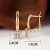 Hoop Earrings Minimalist Square For Women Champagne Gold Color Round White Zircon Wedding Small Ear Buckle Daily Party Jewelry