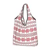 Shopping Bags Ukrainian Vyshyvanka Embroidery Flower Grocery Foldable Machine Washable 3D Bohemian Geometric Bag Eco Storage