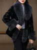 Manteau de fourrure de vison en fausse fourrure pour femme manteau de fourrure de vison à col de fourrure court d'hiver pour femme à la mode Style urbain vêtements d'extérieur chauds 231206