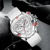 손목 시계 Lige Fashion Men 's Watch 캐주얼 방수 석영 시계 시계 흰색 실리콘 웨이브 밴드 시계 크로노 그래프 럭셔리 남자 손목 시계