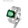 Solitaire Ring Huisept Erkekler Yüzük 925 Gümüş Takı Moda Emerald Safir Zirkon Taş Taşları Parmak Yüzük Düğün Nişan Aksesuarları YQ231207